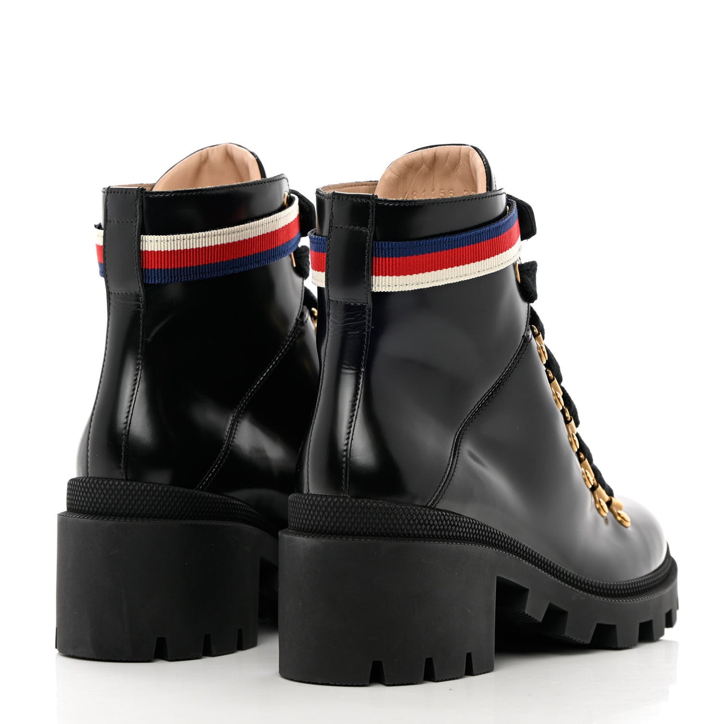 Calfskin Sylvie Web Womens Lace Up Combat Boots 37.5 Black