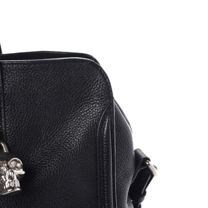 Alexander McQueen Pebbled Calfskin Small Skull Padlock Zip Around Tote Black 11 of 15