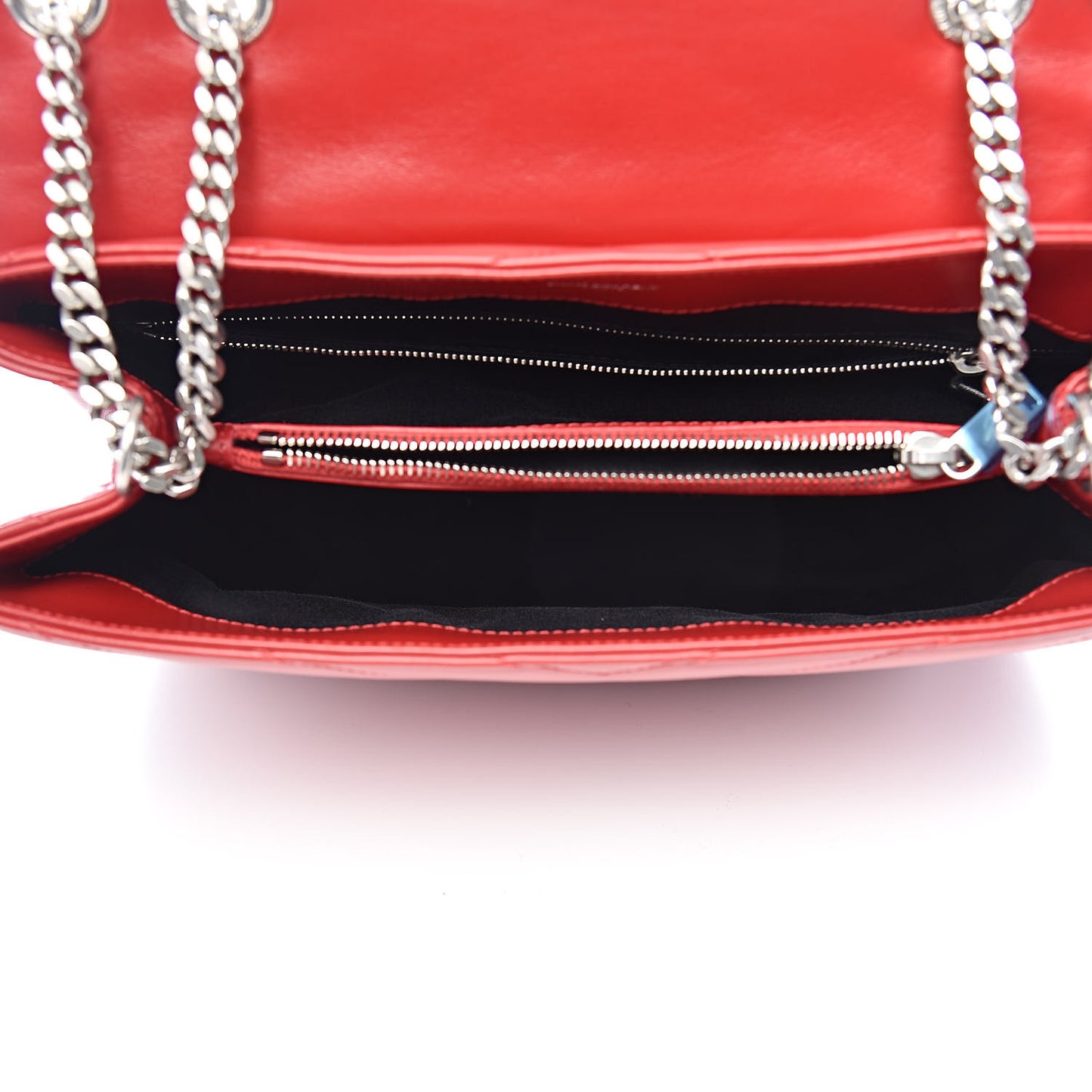 Calfskin Y Quilted Monogram Medium Loulou Chain Satchel Lipstick Red