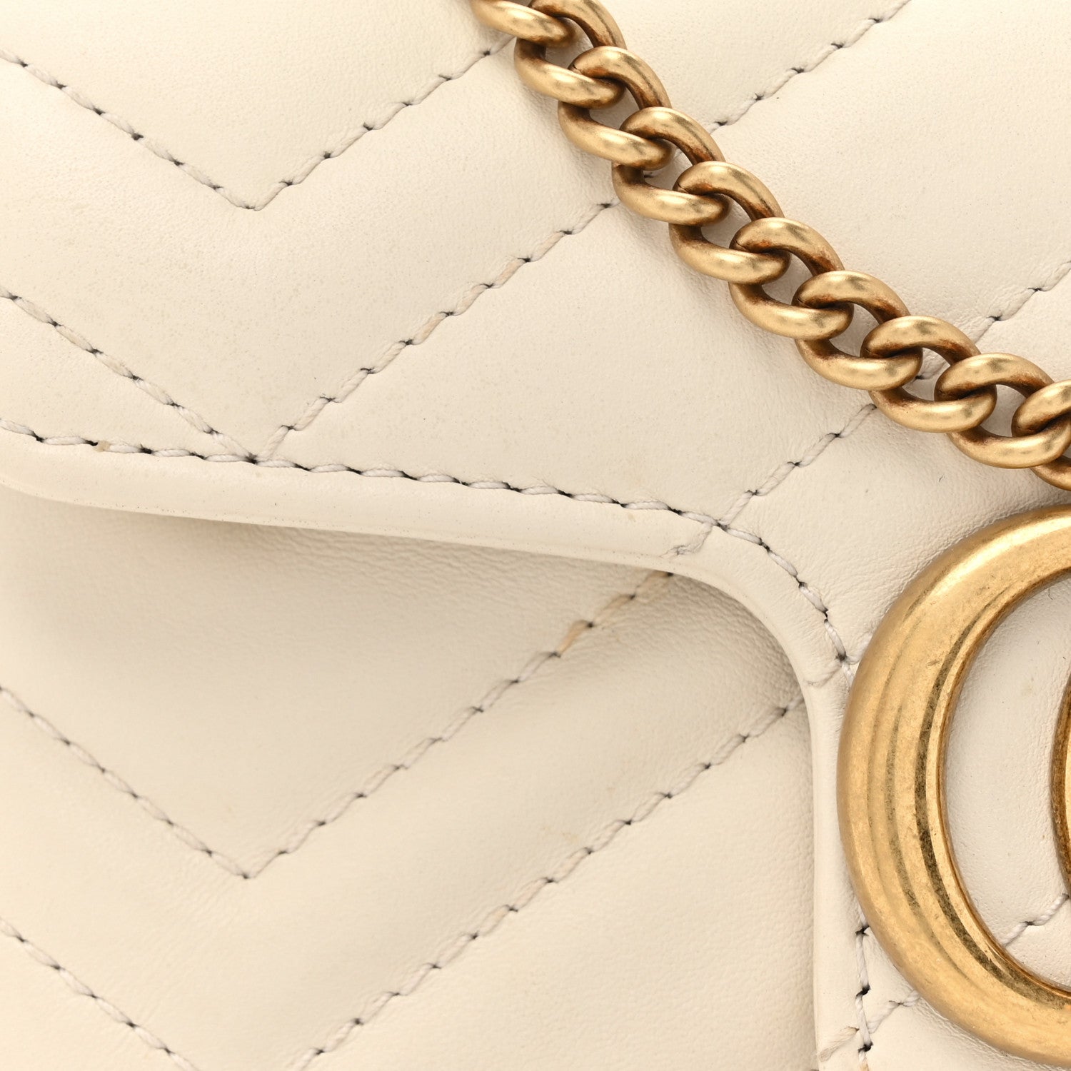 Gucci Calfskin Matelasse Super Mini GG Marmont Shoulder Bag White 8 of 14