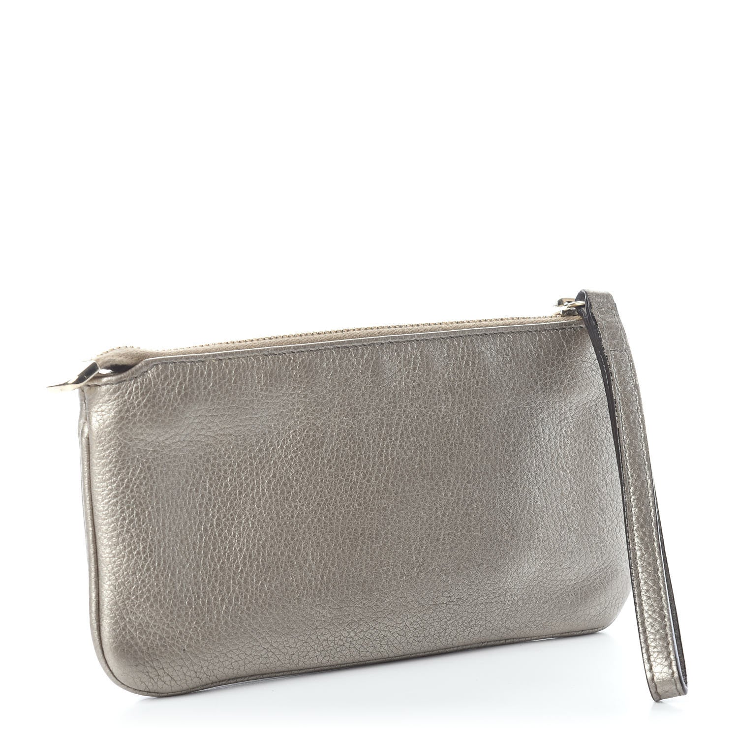 Gucci Metallic Pebbled Calfskin Soho Wristlet Golden Beige 2 of 5