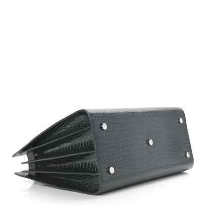 Saint Laurent Patent Crocodile Embossed Small Sac de Jour Black 4 of 9