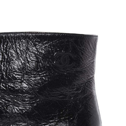 Chanel Crumpled Calfskin Satin Cap Toe Short Ankle Boots 39 Black 11 of 14