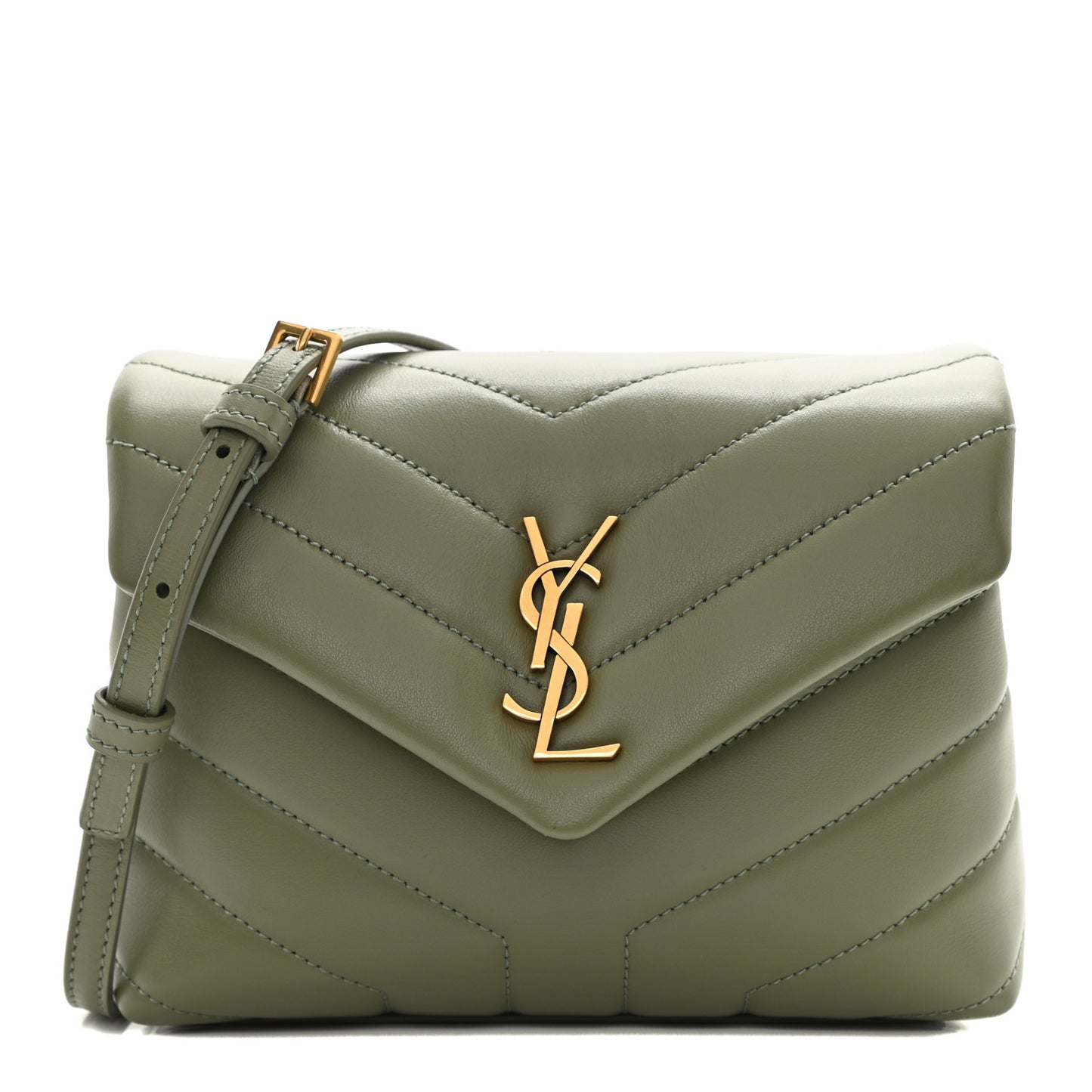 Calfskin Y Quilted Monogram Toy Loulou Crossbody Bag Light Sage