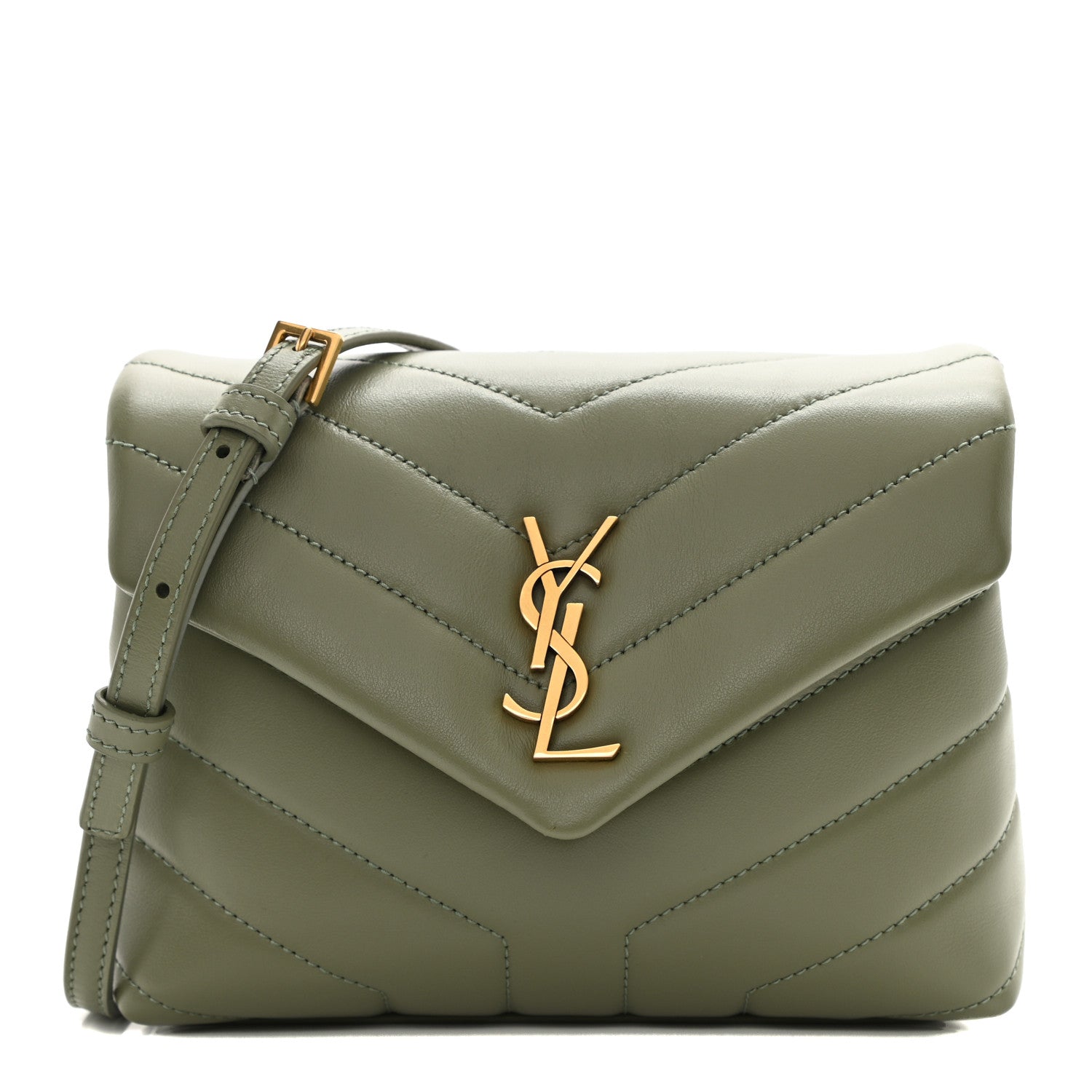 Saint Laurent Calfskin Y Quilted Monogram Toy Loulou Crossbody Bag Light Sage 1 of 10