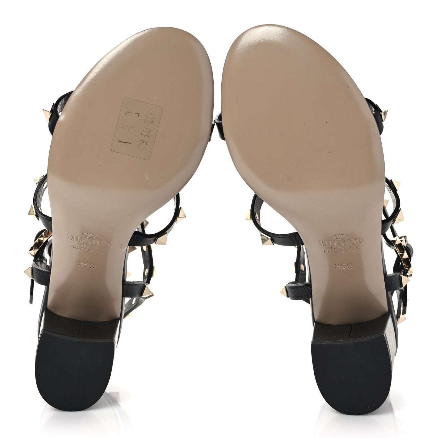 Calfskin Rockstud 60mm City Sandals 35.5 Black