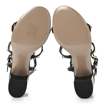 Valentino Garavani Calfskin Rockstud 60mm City Sandals 35.5 Black 5 of 7