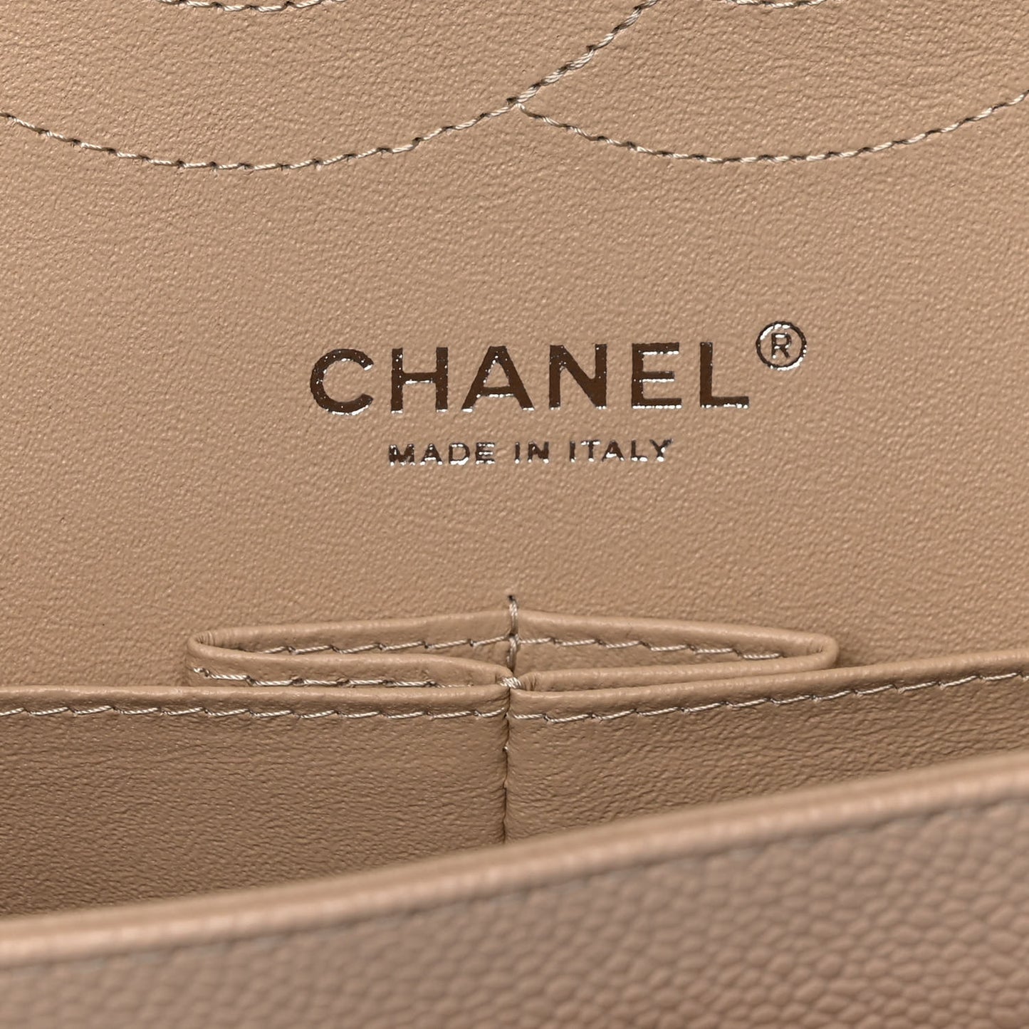 Caviar Quilted Jumbo Double Flap Beige Clair