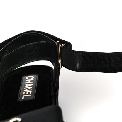 Chanel Grosgrain Crystal Logo Platform Sandals 36 Black 14 of 16