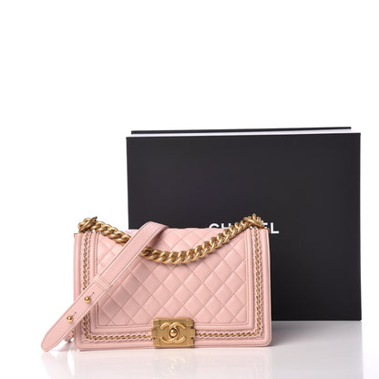 Chanel Lambskin Quilted Medium Chain Detail Boy Flap Light Pink 10 of 10