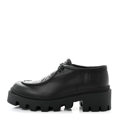 Gucci Calfskin Nappa Matelasse Lug Sole Derby Loafers 36.5 Black 1 of 8