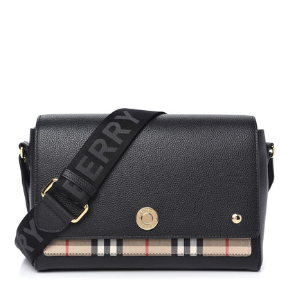 Burberry Grainy Calfskin Vintage Check Note Crossbody Bag Black 1 of 11