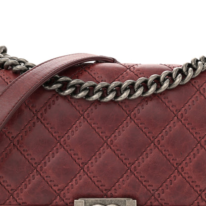 Chanel Calfskin Quilted Double Stitched Medium Boy Flap Burgundy 8 of 11