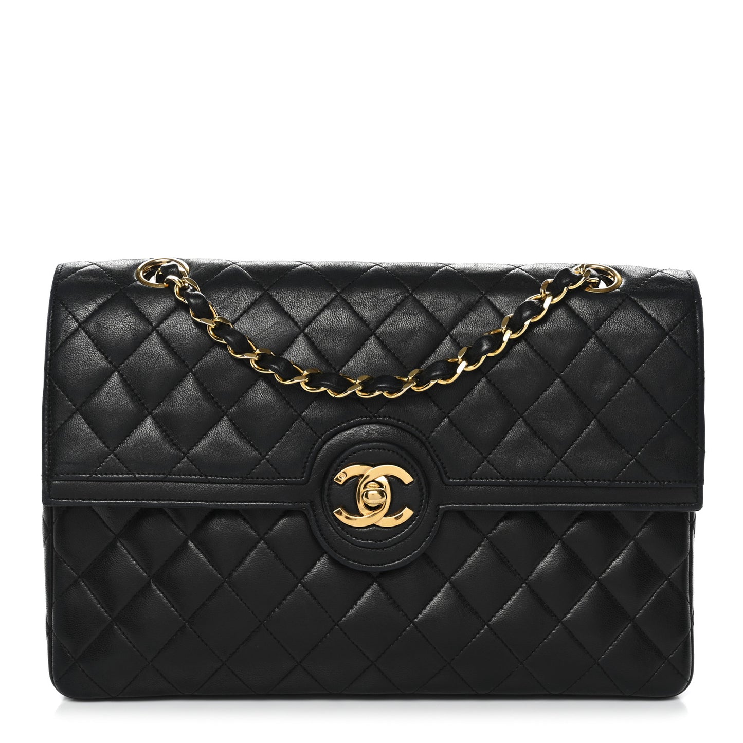 Lambskin Quilted Medium Single Flap Black