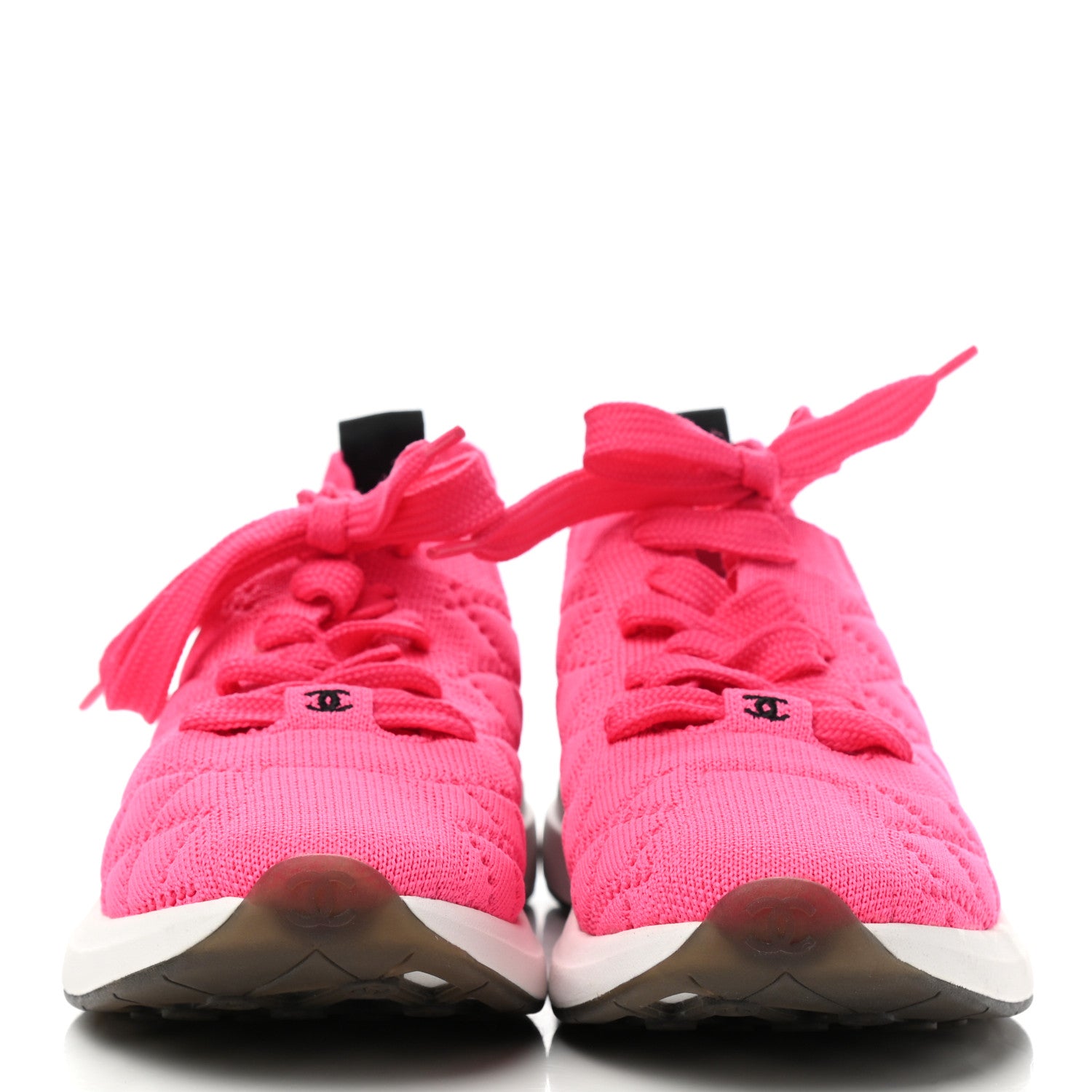 Chanel Mixed Fibers Quilted Womens CC Sneakers 36.5 Bright Pink 2 of 7