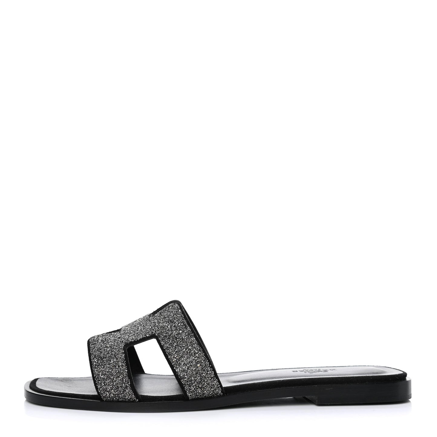 Suede Goatskin Crystal Powder Oran Sandals 38.5 Black