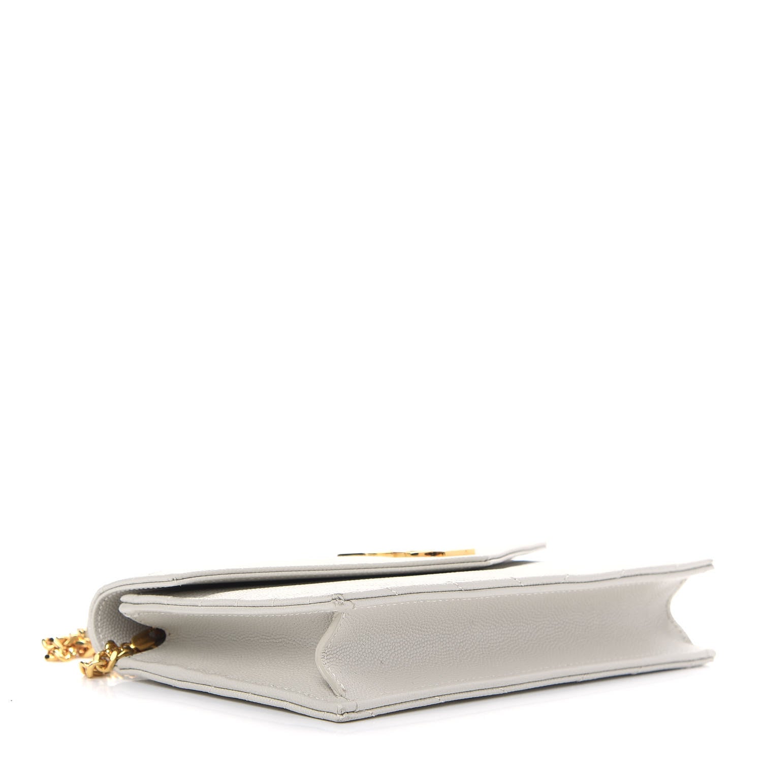 Saint Laurent Grain De Poudre Matelasse Chevron Monogram Envelope Chain Wallet Porcellana 4 of 8