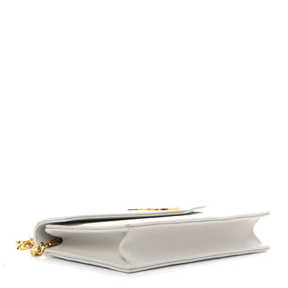 Saint Laurent Grain De Poudre Matelasse Chevron Monogram Envelope Chain Wallet Porcellana 4 of 8