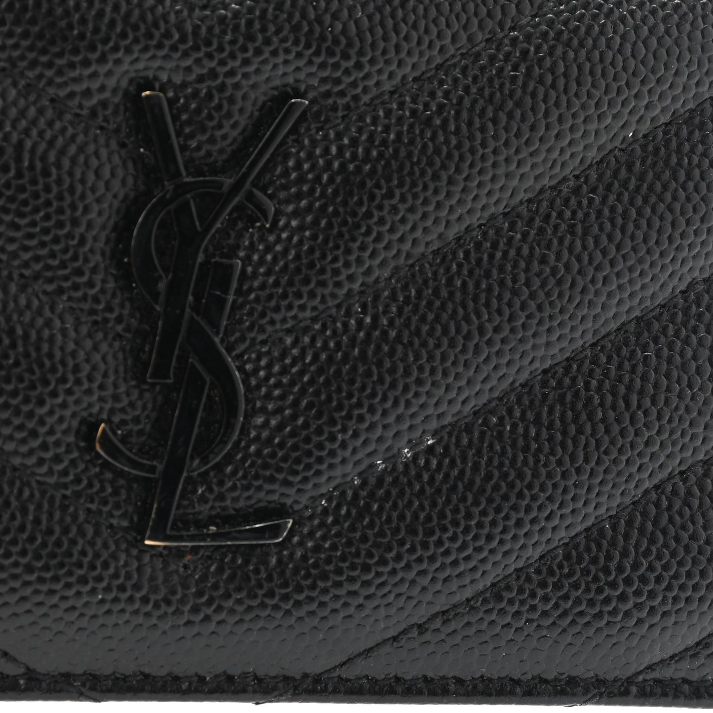 Grain De Poudre Matelasse Chevron Monogram Fragments Zippered Card Case Black