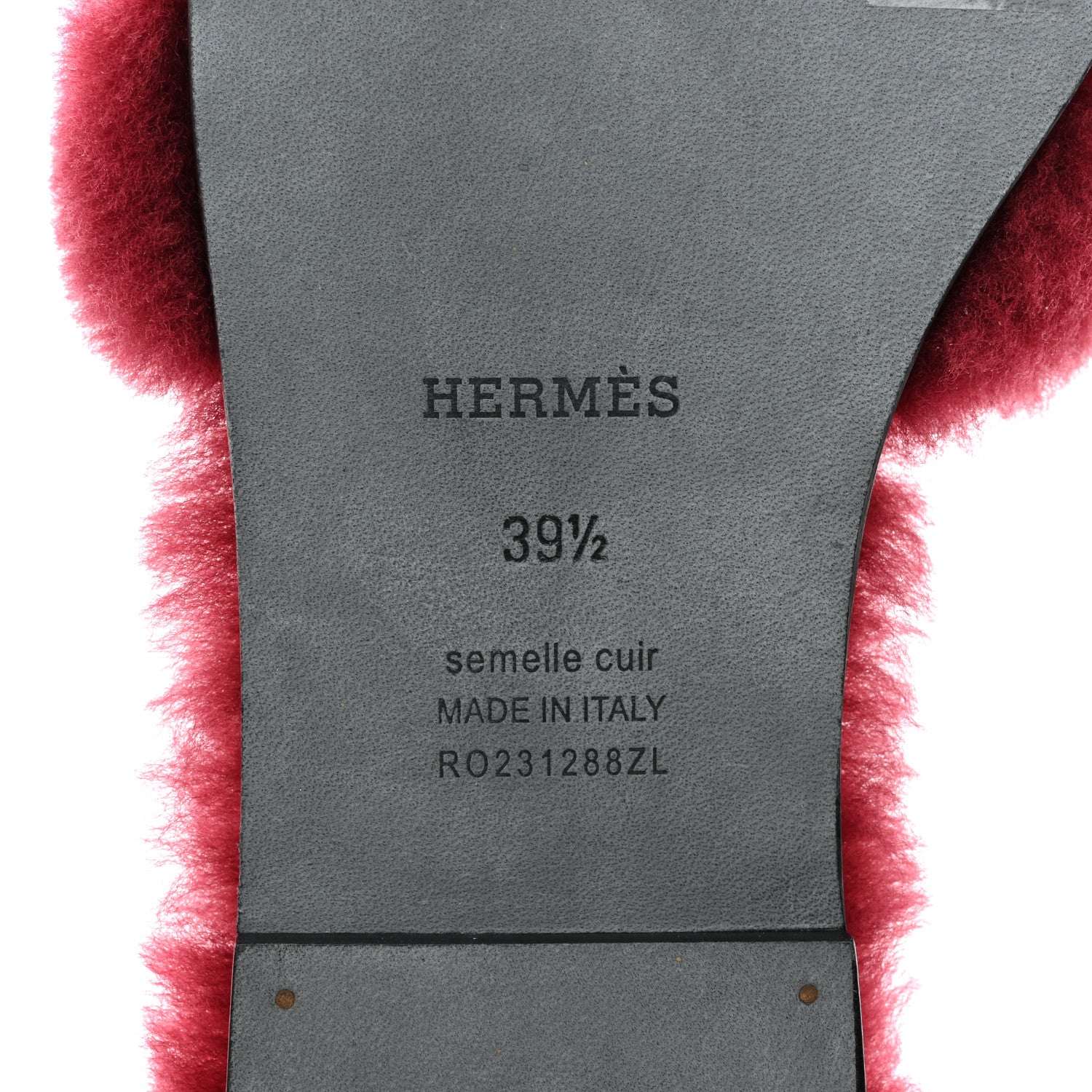 Hermes Woolskin Oran Sandals 39.5 Rouge H 8 of 9