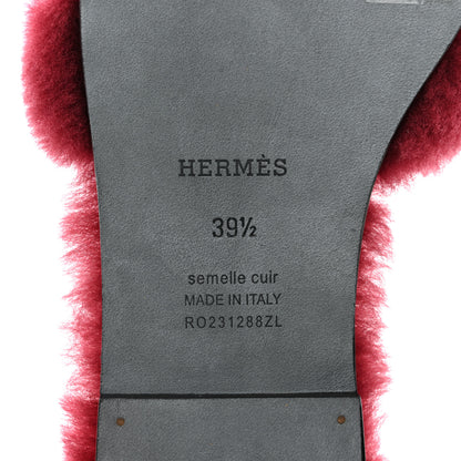 Hermes Woolskin Oran Sandals 39.5 Rouge H 8 of 9