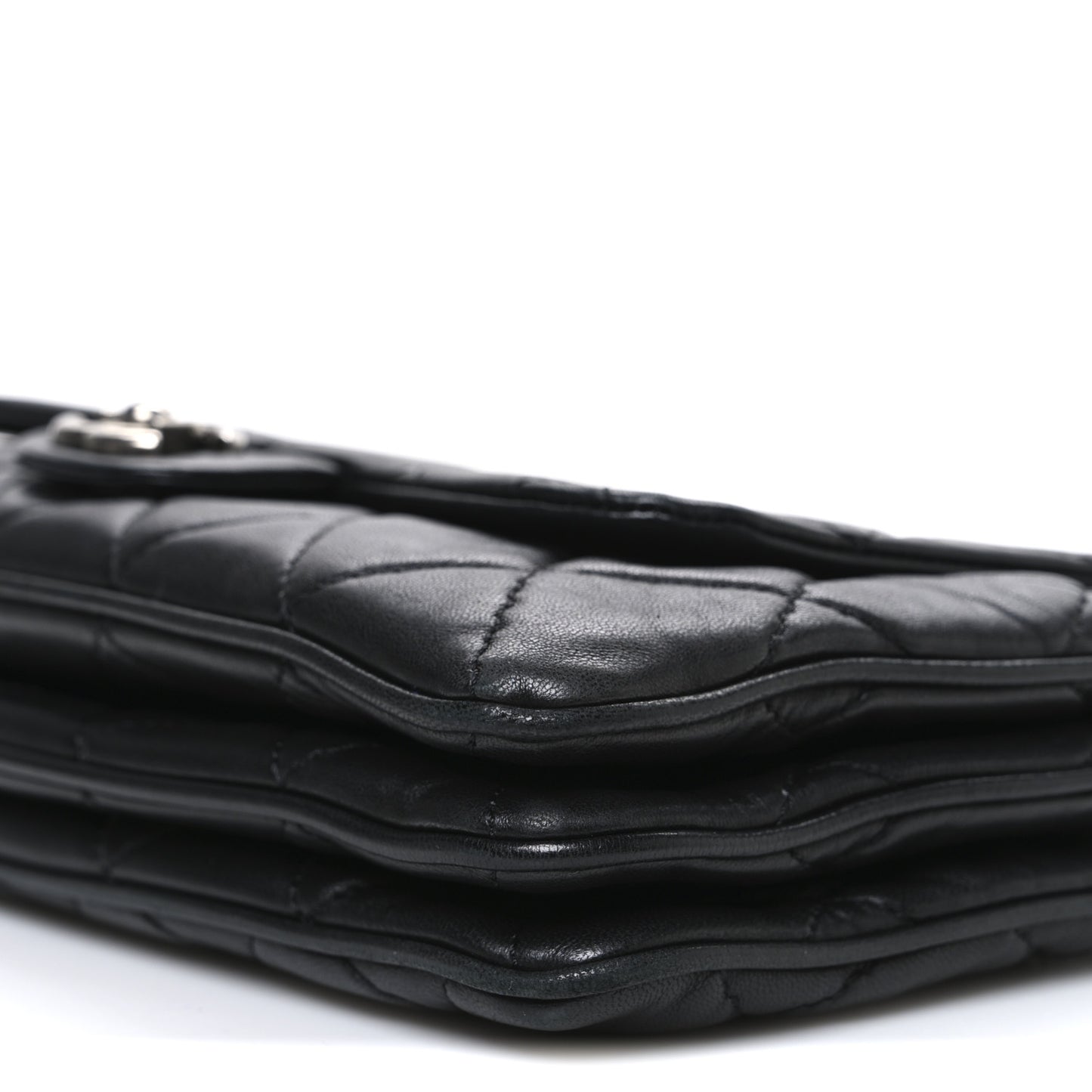 Lambskin Quilted Chanel 3 Accordion Flap Bag Black