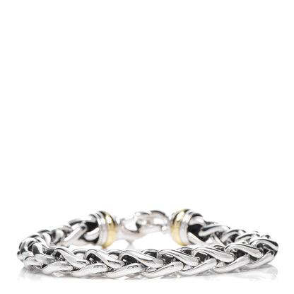 David Yurman Sterling Silver 14K Yellow Gold 8mm Wheat Chain Bracelet 1 of 5
