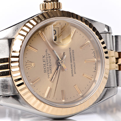 Rolex Stainless Steel 18K Yellow Gold 26mm Oyster Perpetual Datejust Watch Champagne 69173 7 of 7