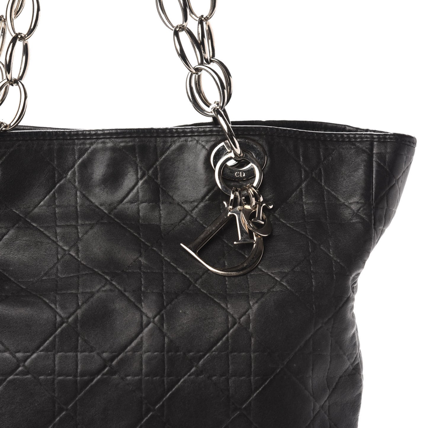 Lambskin Cannage Shopper Tote Black