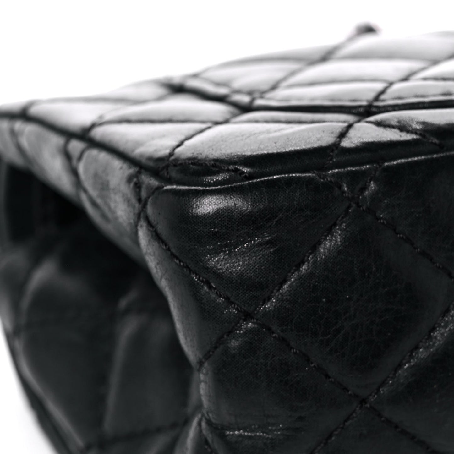 Iridescent Calfskin Quilted 2.55 Reissue 224 Flap Black