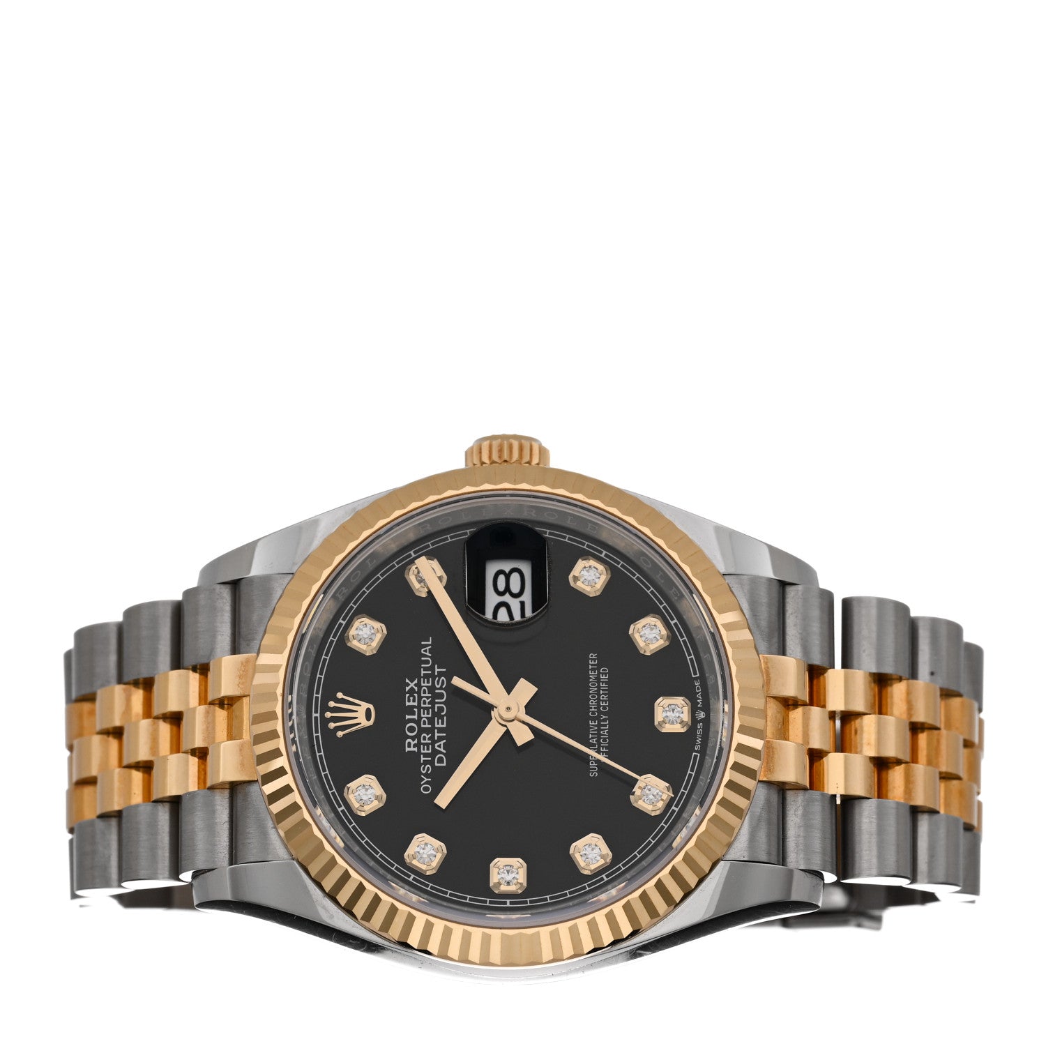 Rolex Stainless Steel 18K Yellow Gold Diamond 36mm Oyster Perpetual Datejust Watch Black 126233 2 of 4