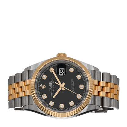 Rolex Stainless Steel 18K Yellow Gold Diamond 36mm Oyster Perpetual Datejust Watch Black 126233 2 of 4