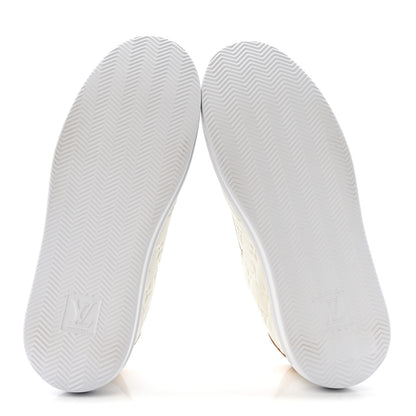 Louis Vuitton Grained Calfskin Embossed Monogram Mens Beverly Hills Sneakers 8.5 White 6 of 9