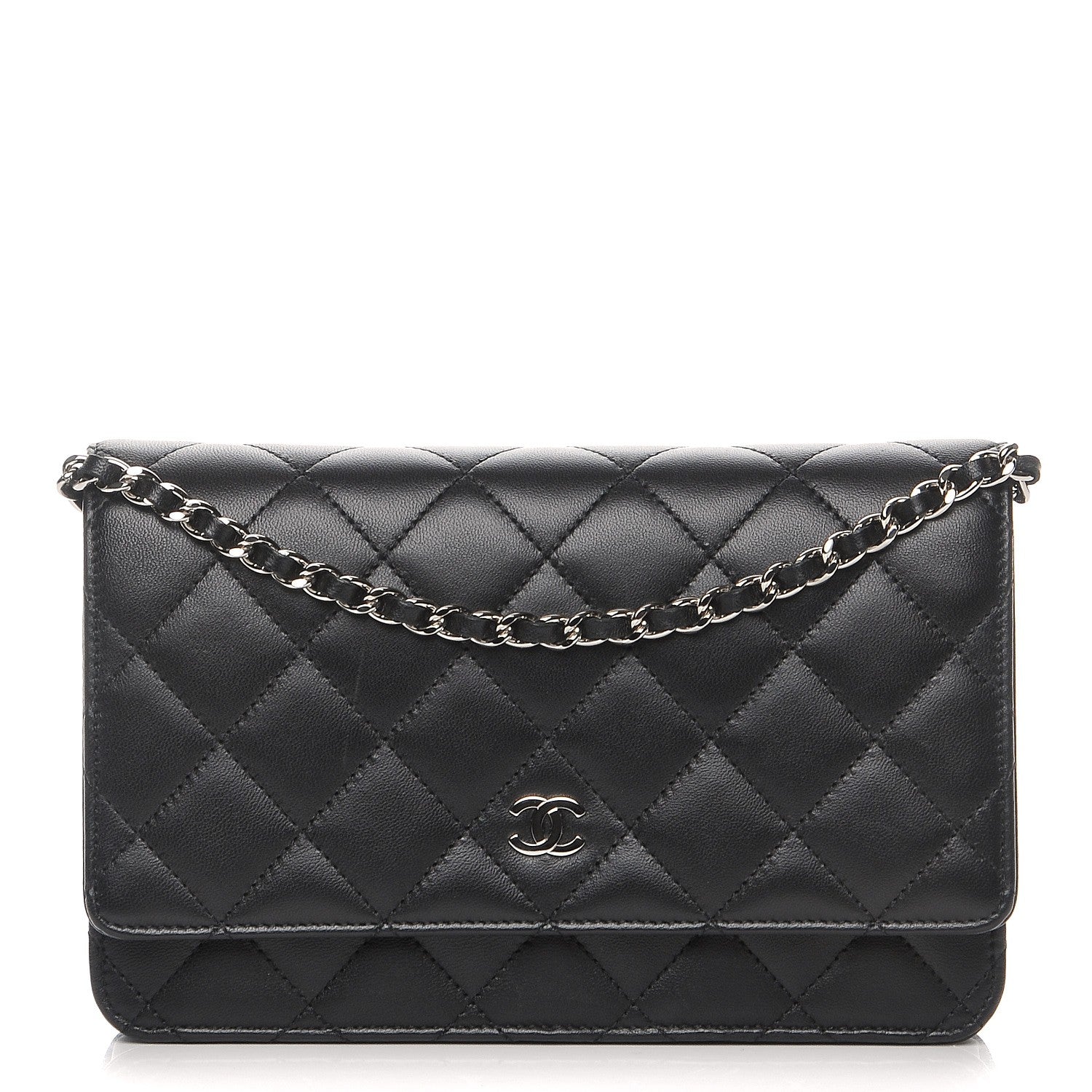 Chanel Lambskin Quilted Wallet On Chain WOC Black 1 of 8