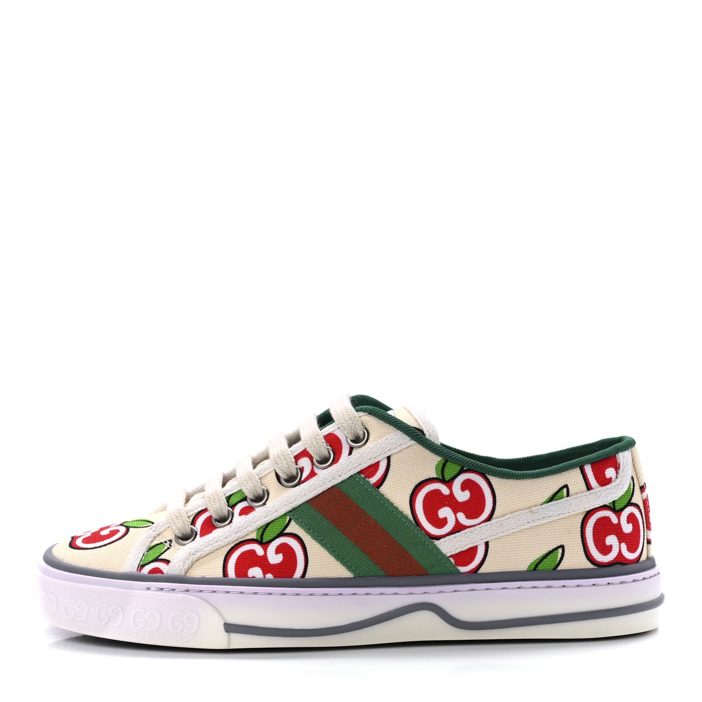 Canvas Web GG Apple Womens 1977 Tennis Sneakers 35 Ivory Red Mystic White New Shamarock