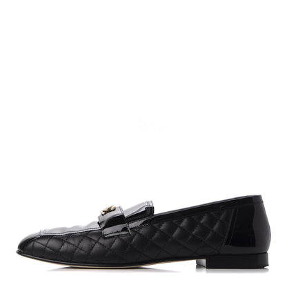 Chanel Patent Calfskin Quilted Womens CC Loafers 40 Black 1 of 15