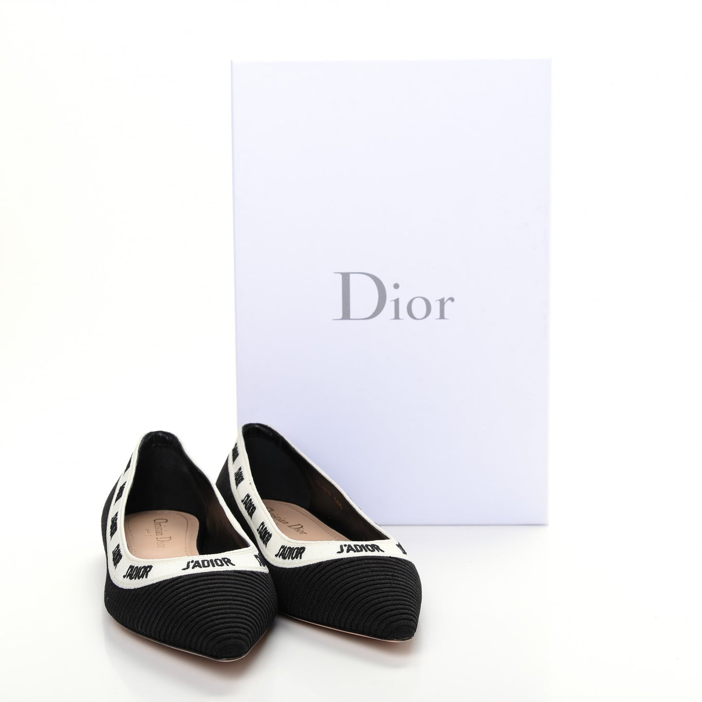 Fabric Ribbon Embroidered J'Adior Ballet Flats 36.5 Black