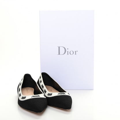 Christian Dior Fabric Ribbon Embroidered J'Adior Ballet Flats 36.5 Black 11 of 11