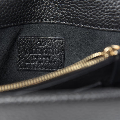 Valentino Garavani Pebbled Calfskin Rockstud Wallet on Chain Black 9 of 11