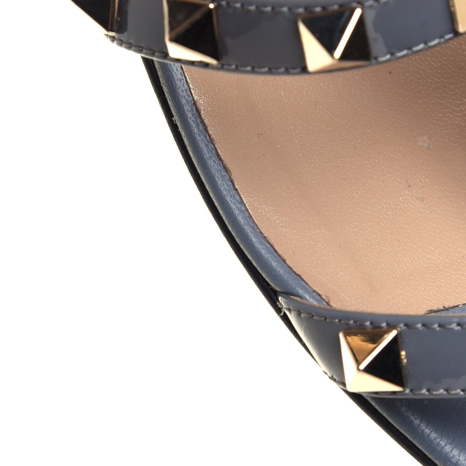 Valentino Garavani Patent Rockstud Gladiator Flat Sandals 38 Light Stone 8 of 8