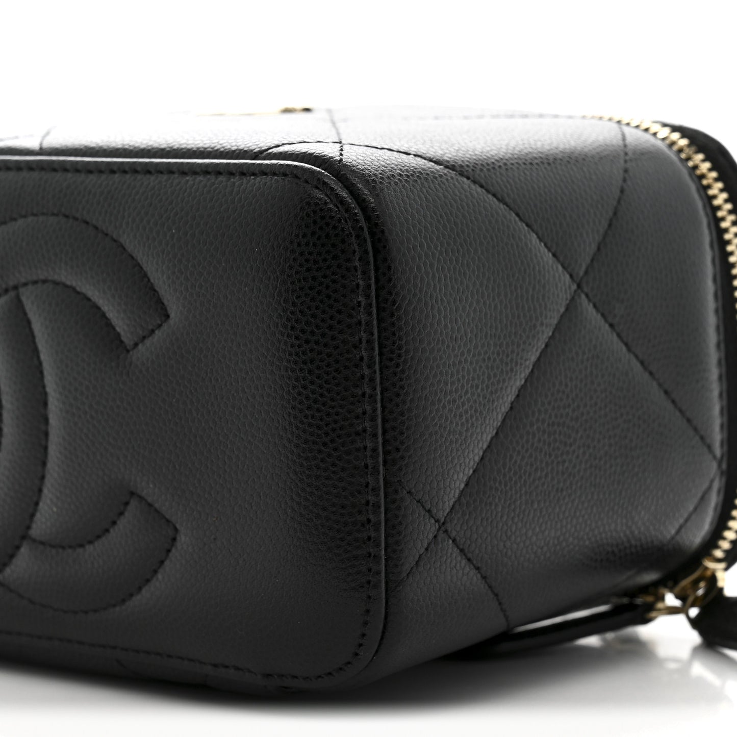 Caviar Quilted Top Handle Long Vanity Black