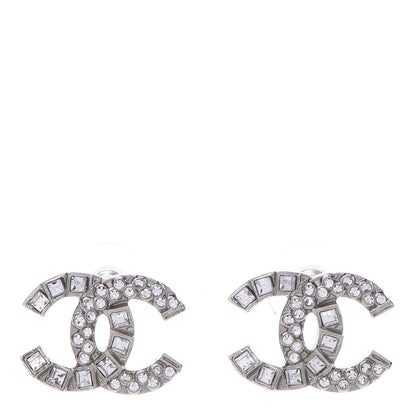 Chanel Baguette Crystal CC Earrings Silver 1 of 4