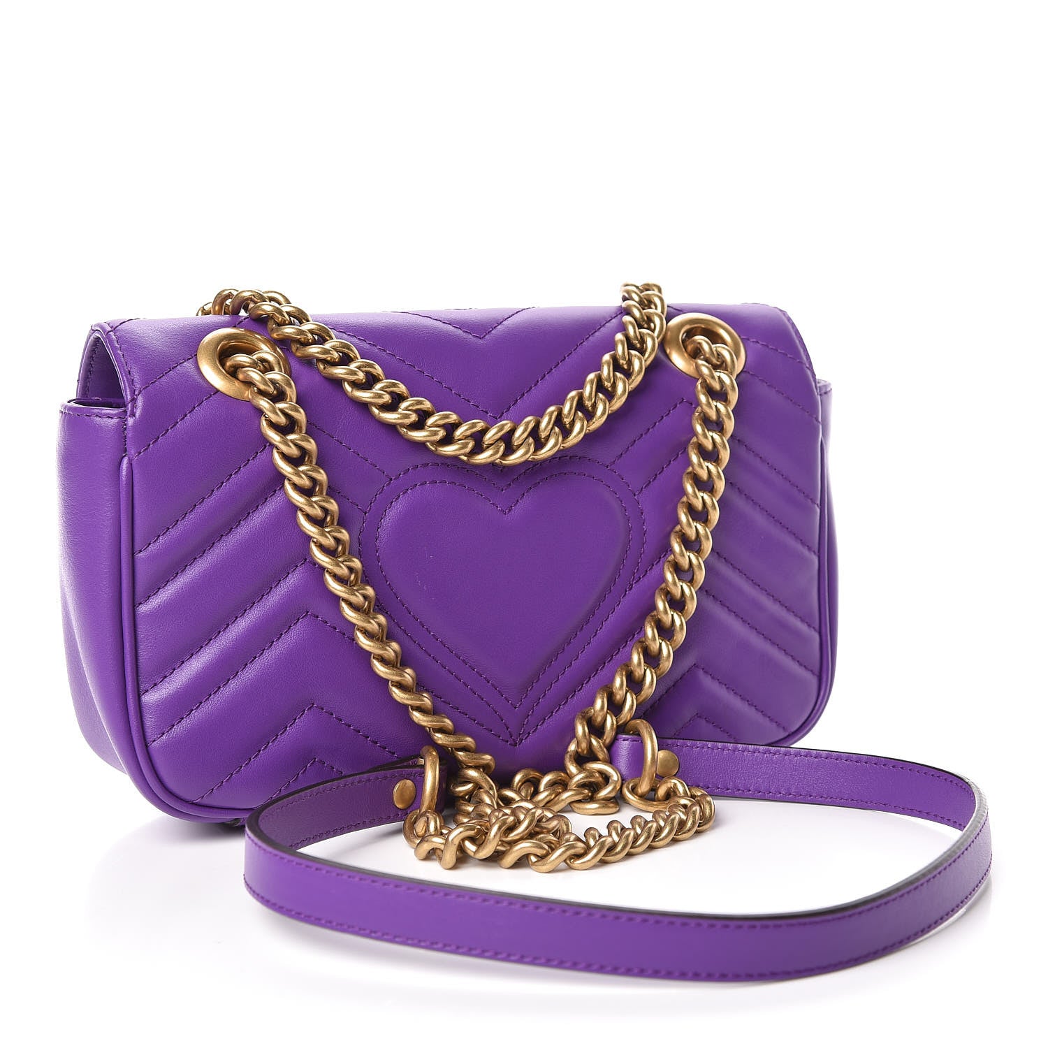 Gucci Calfskin Matelasse Mini GG Marmont Shoulder Bag Shine Purple 3 of 9
