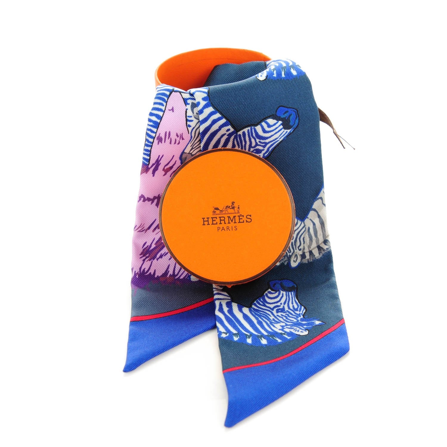 Hermes Silk Les Zebres Twilly Ardoise Bleu Roy Parme 6 of 6