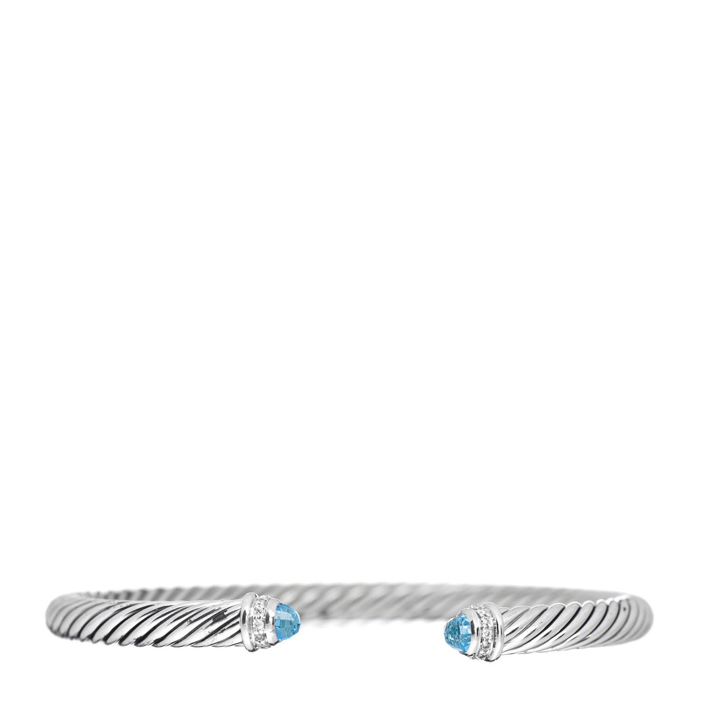 Sterling Silver Diamond Blue Topaz 5mm Cable Classics Bracelet