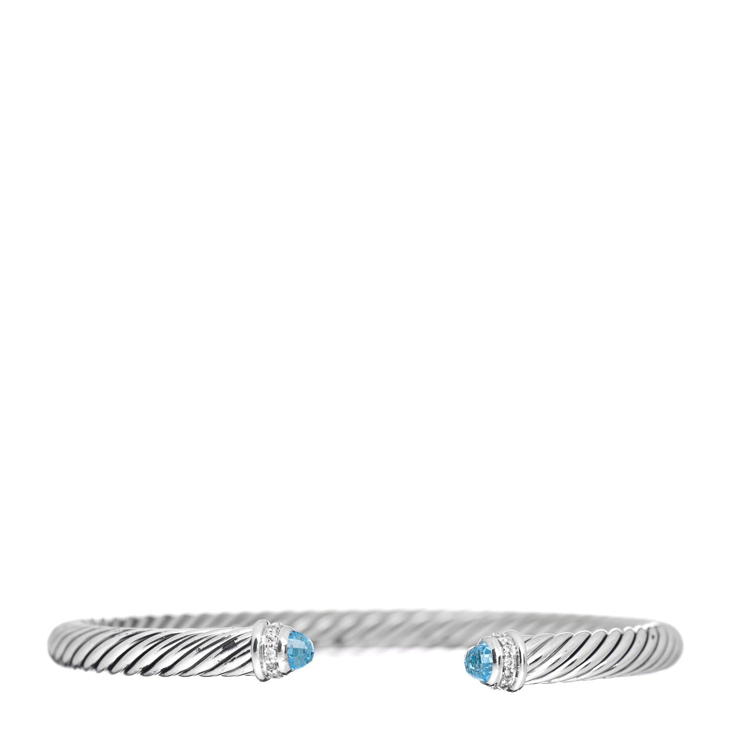 David Yurman Sterling Silver Diamond Blue Topaz 5mm Cable Classics Bracelet 1 of 4