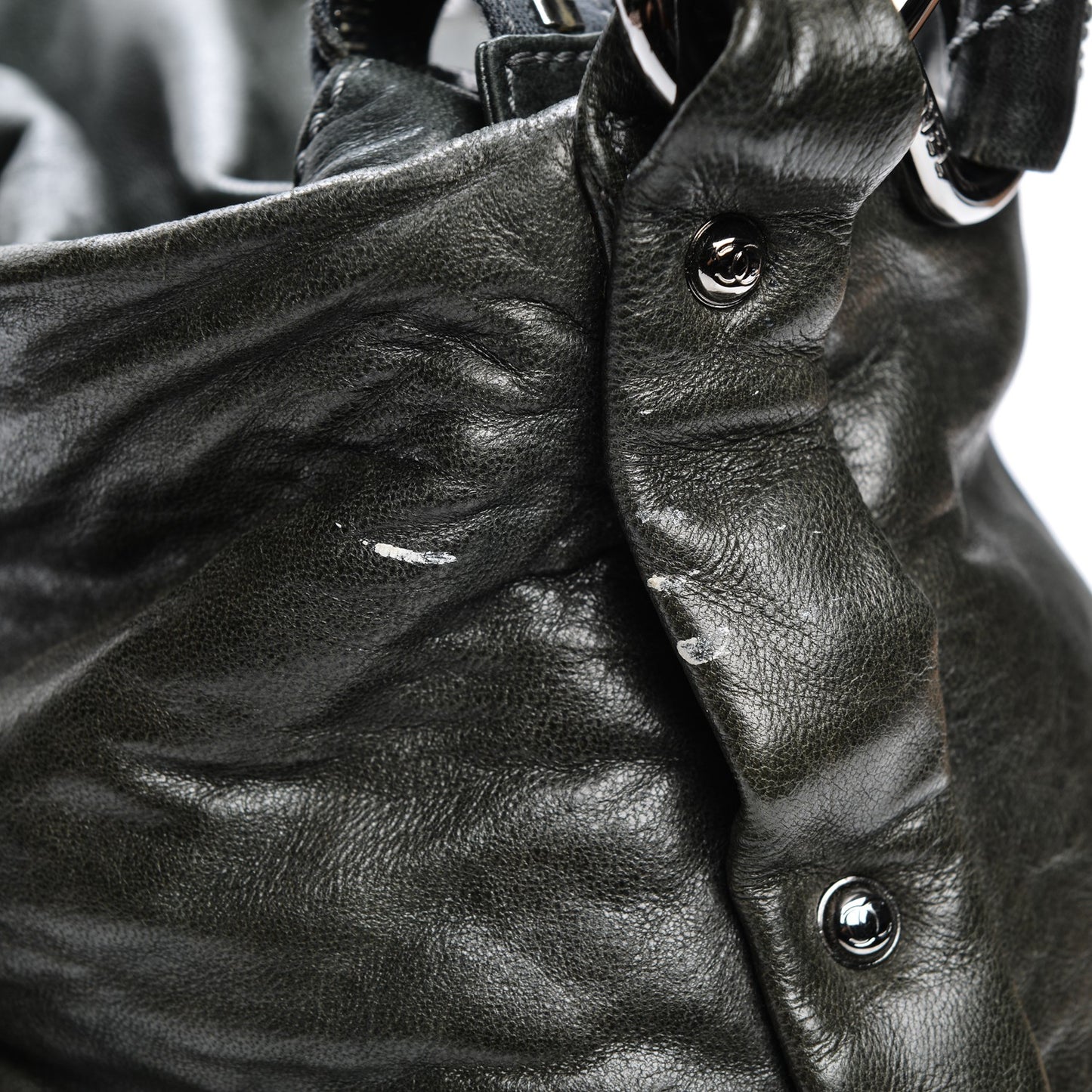 Lambskin Stitched 8 Knots Hobo Dark Grey