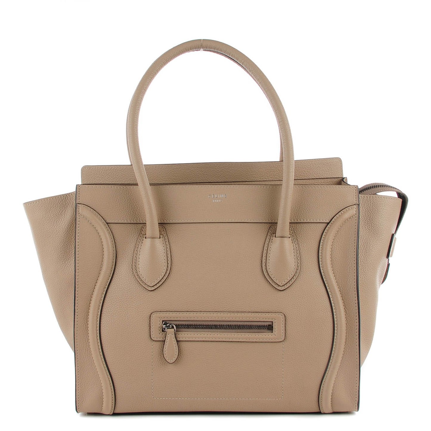 Drummed Calfskin Shoulder Luggage Dune