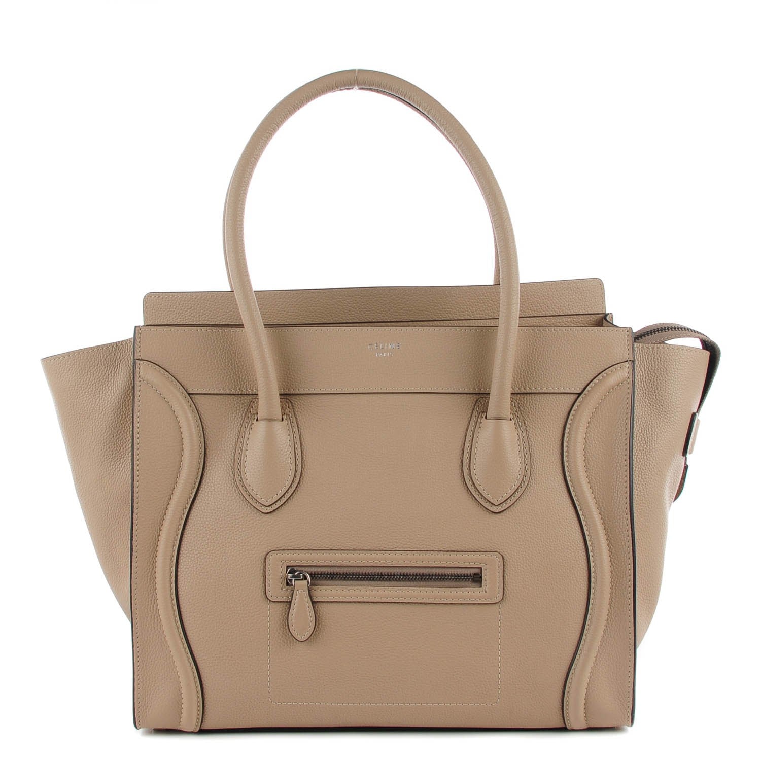 Celine Drummed Calfskin Shoulder Luggage Dune 1 of 10