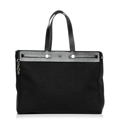 Hermes Toile Vache Hunter Herbag Cabas MM Black 1 of 8